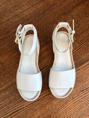 Vince 8.5 Belisa‎ Square Toe Espadrille Platform Sandals - Cream